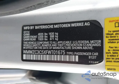 2015 Mini Countryman Cooper S from USA, damaged, VIN WMWZC3C5XFWT01675